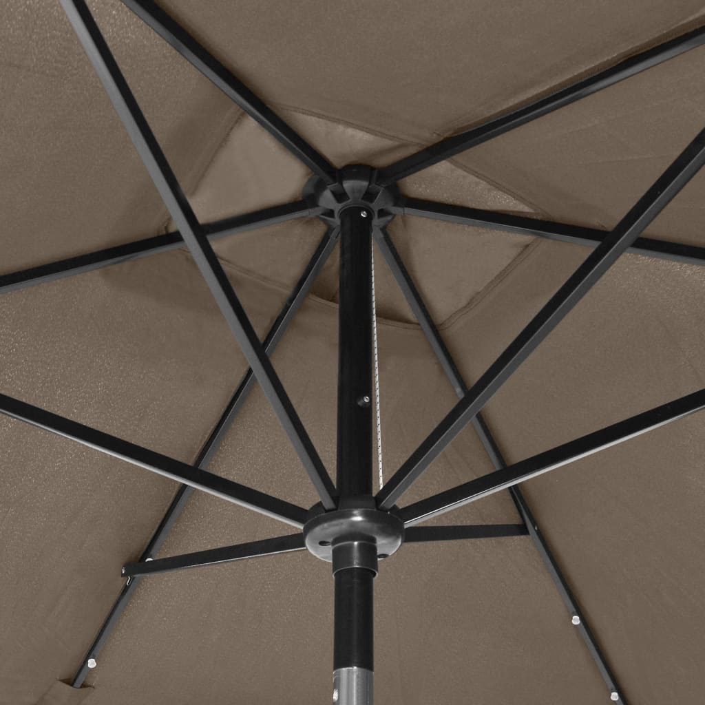 Sonnenschirm mit LEDs und Stahl-Mast Taupe 2x3 m - Pazzar.ch