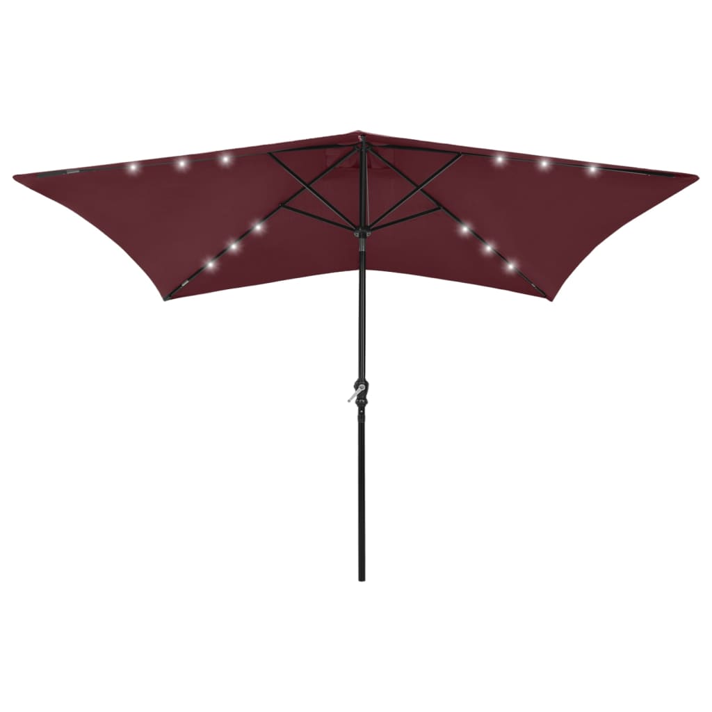 Sonnenschirm mit LEDs und Stahl-Mast Bordeauxrot 2x3 m - Pazzar.ch
