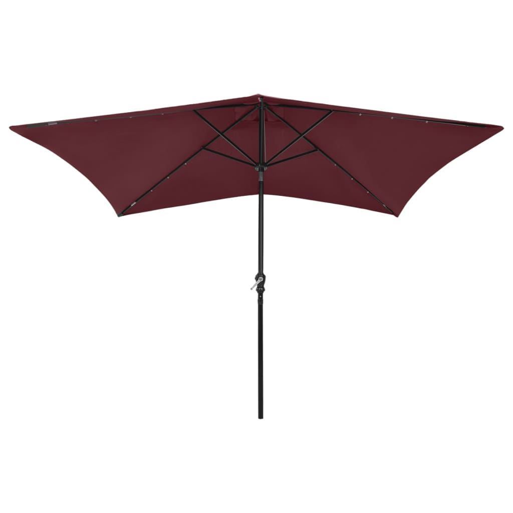 Sonnenschirm mit LEDs und Stahl-Mast Bordeauxrot 2x3 m - Pazzar.ch