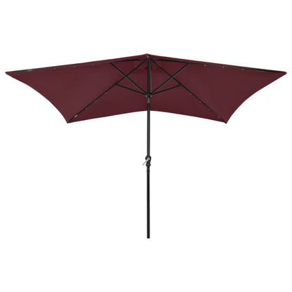 Sonnenschirm mit LEDs und Stahl-Mast Bordeauxrot 2x3 m - Pazzar.ch