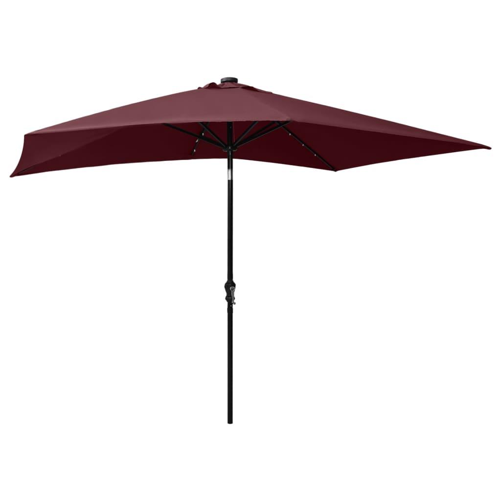 Sonnenschirm mit LEDs und Stahl-Mast Bordeauxrot 2x3 m - Pazzar.ch