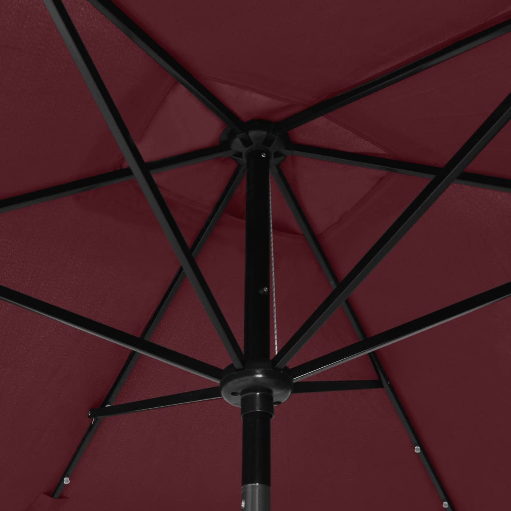 Sonnenschirm mit LEDs und Stahl-Mast Bordeauxrot 2x3 m - Pazzar.ch