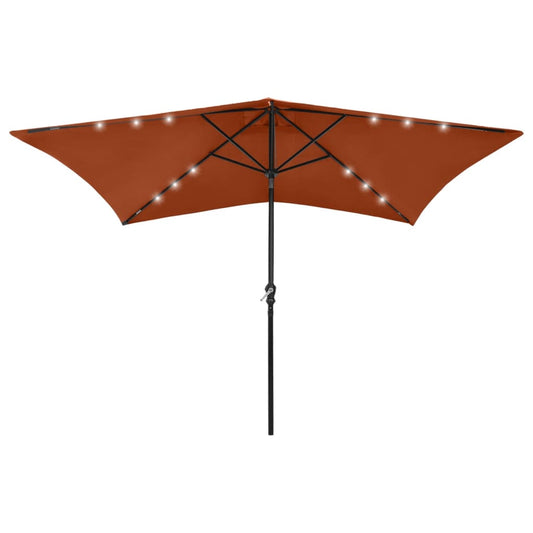 Sonnenschirm mit LEDs und Stahl-Mast Terracotta-Rot 2x3 m - Pazzar.ch