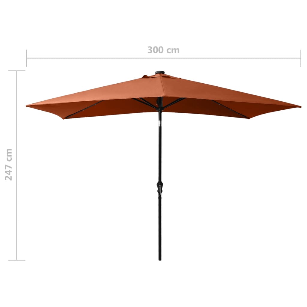 Sonnenschirm mit LEDs und Stahl-Mast Terracotta-Rot 2x3 m - Pazzar.ch