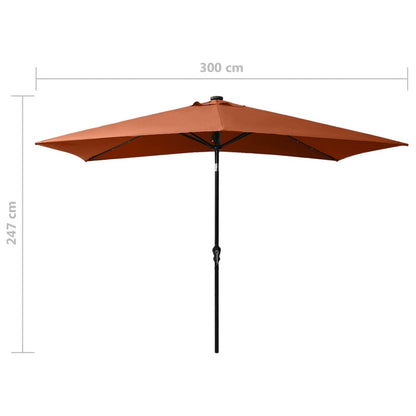 Sonnenschirm mit LEDs und Stahl-Mast Terracotta-Rot 2x3 m - Pazzar.ch