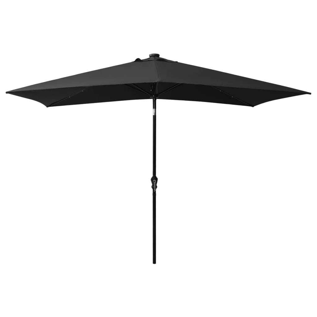 Sonnenschirm mit LEDs und Stahl-Mast Schwarz 2x3 m - Pazzar.ch