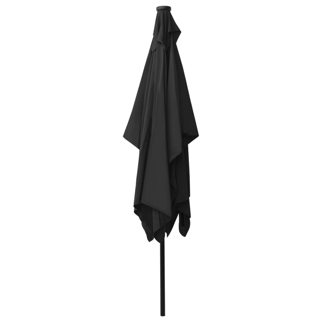Sonnenschirm mit LEDs und Stahl-Mast Schwarz 2x3 m - Pazzar.ch