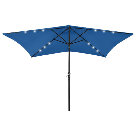 Sonnenschirm mit LEDs und Stahl-Mast Azurblau 2x3 m - Pazzar.ch