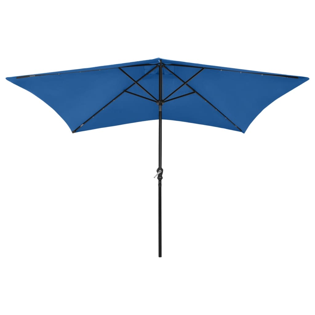 Sonnenschirm mit LEDs und Stahl-Mast Azurblau 2x3 m - Pazzar.ch