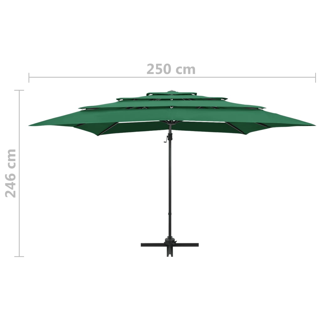 Sonnenschirm mit Aluminium-Mast 4-lagig Grün 250x250 cm - Pazzar.ch