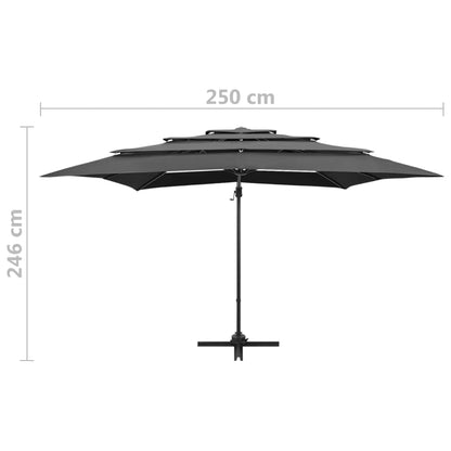 Sonnenschirm mit Aluminium-Mast 4-lagig Anthrazit 250x250 cm - Pazzar.ch