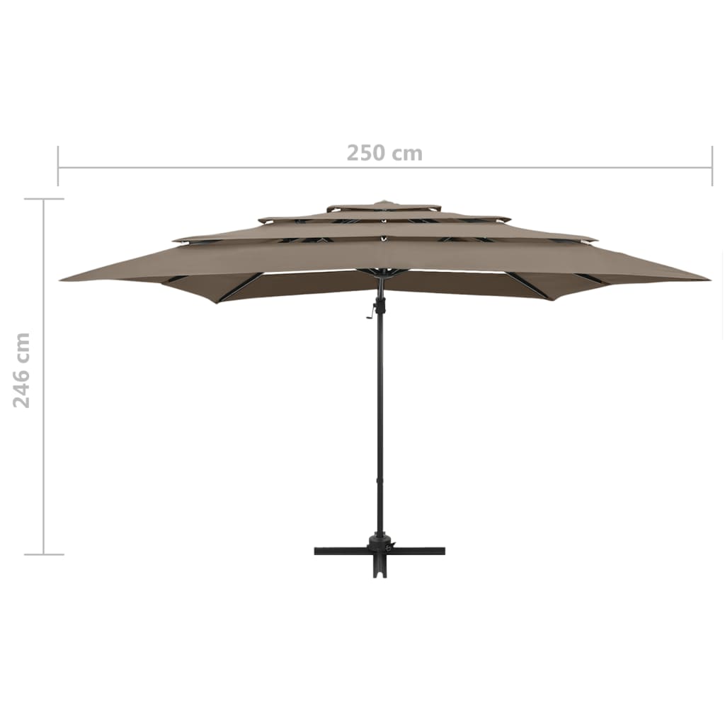 Sonnenschirm mit Aluminium-Mast 4-lagig Taupe 250x250 cm - Pazzar.ch