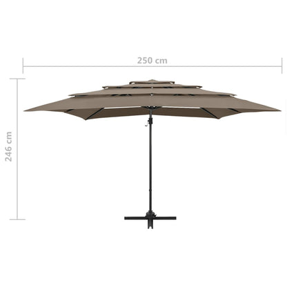Sonnenschirm mit Aluminium-Mast 4-lagig Taupe 250x250 cm - Pazzar.ch