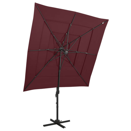 Sonnenschirm mit Aluminium-Mast 4-lagig Bordeauxrot 250x250 cm - Pazzar.ch