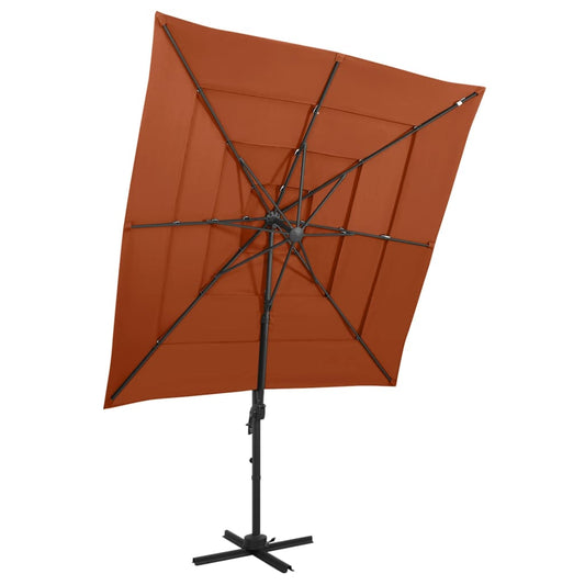 Sonnenschirm mit Aluminium-Mast 4-lagig Terrakotta 250x250cm - Pazzar.ch