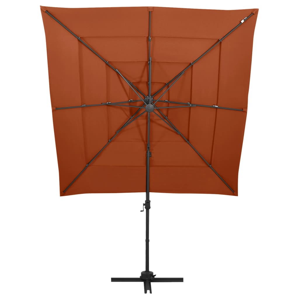 Sonnenschirm mit Aluminium-Mast 4-lagig Terrakotta 250x250cm - Pazzar.ch