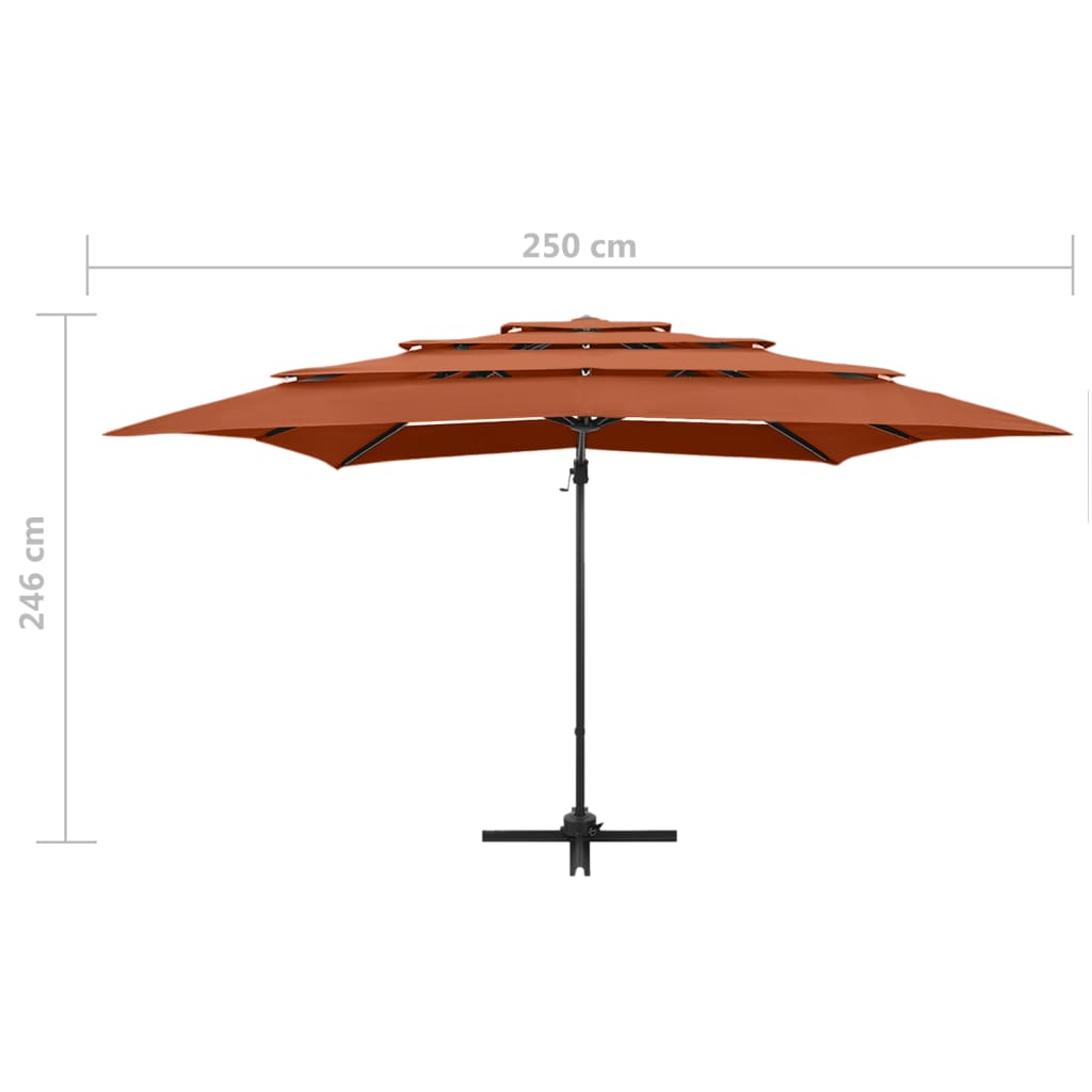 Sonnenschirm mit Aluminium-Mast 4-lagig Terrakotta 250x250cm - Pazzar.ch
