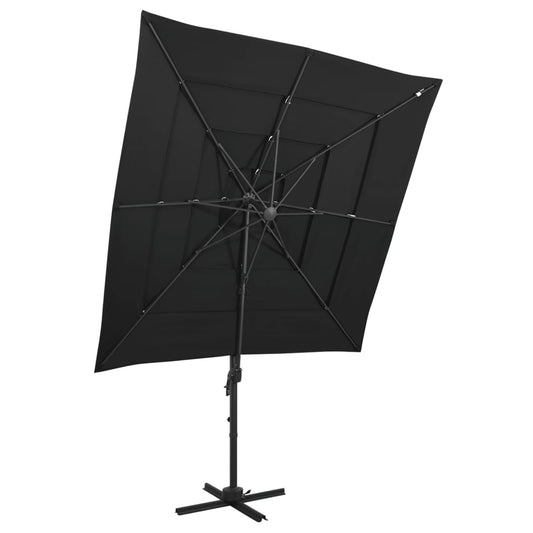 Sonnenschirm mit Aluminium-Mast 4-lagig Schwarz 250x250 cm - Pazzar.ch