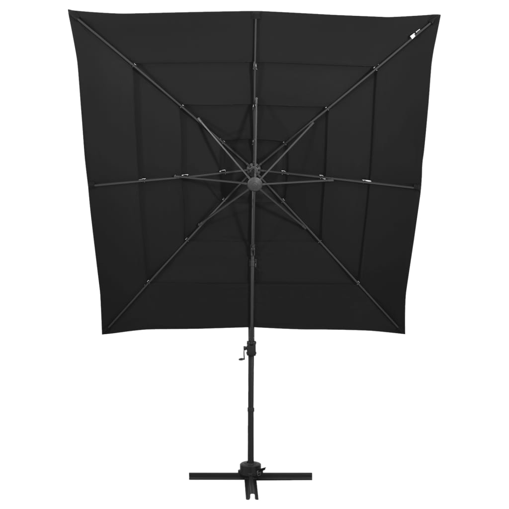 Sonnenschirm mit Aluminium-Mast 4-lagig Schwarz 250x250 cm - Pazzar.ch