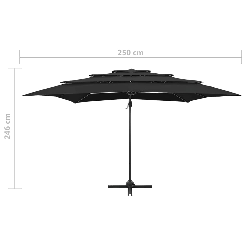 Sonnenschirm mit Aluminium-Mast 4-lagig Schwarz 250x250 cm - Pazzar.ch