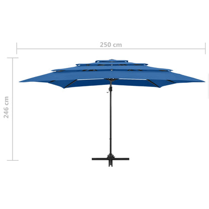 Sonnenschirm mit Aluminium-Mast 4-lagig Azurblau 250x250 cm - Pazzar.ch