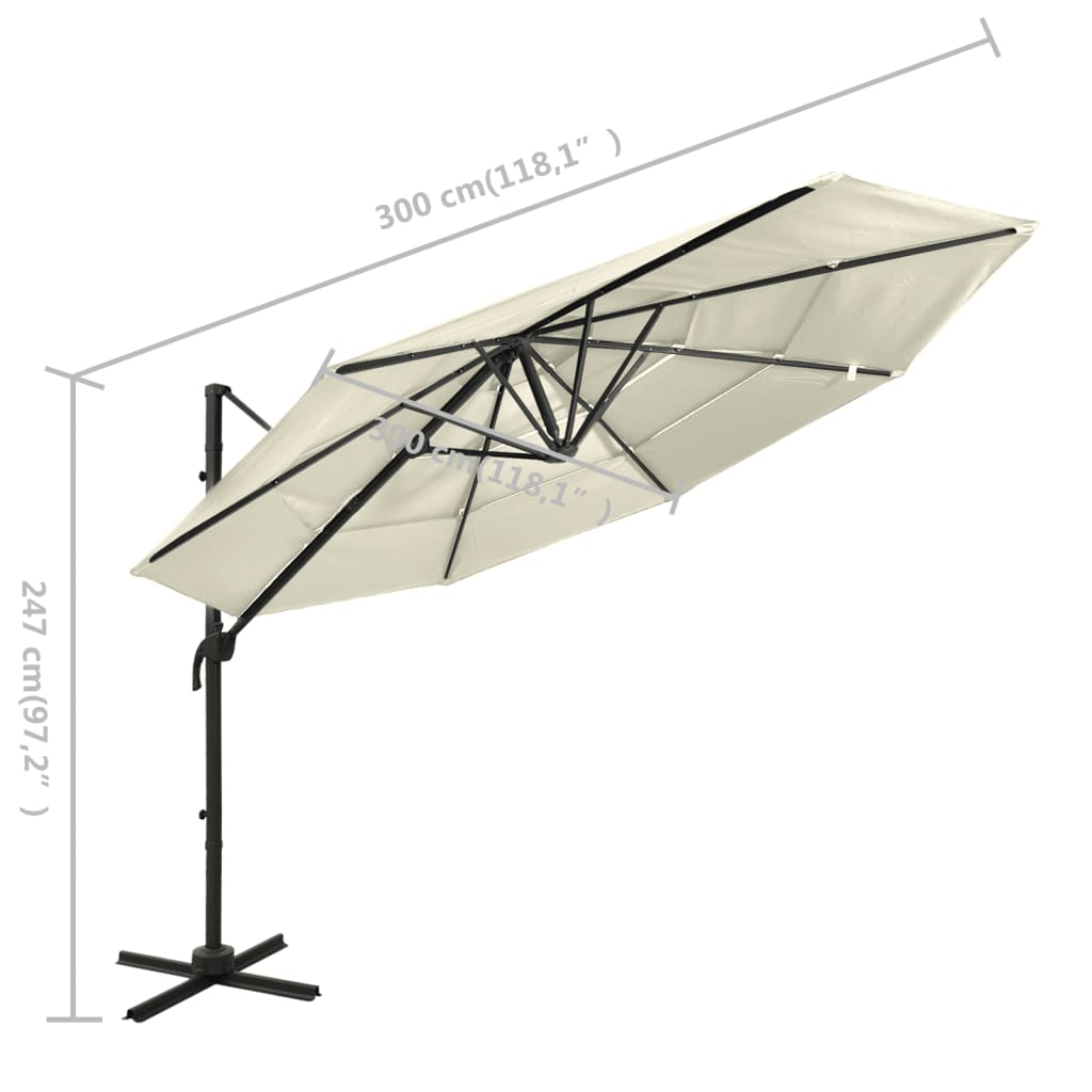 Sonnenschirm mit Aluminium-Mast 4-lagig Sandfarben 3x3 m - Pazzar.ch