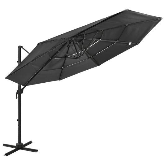 Sonnenschirm mit Aluminium-Mast 4-lagig Anthrazit 3x3 m - Pazzar.ch