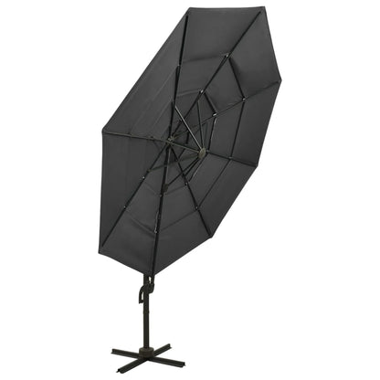 Sonnenschirm mit Aluminium-Mast 4-lagig Anthrazit 3x3 m - Pazzar.ch