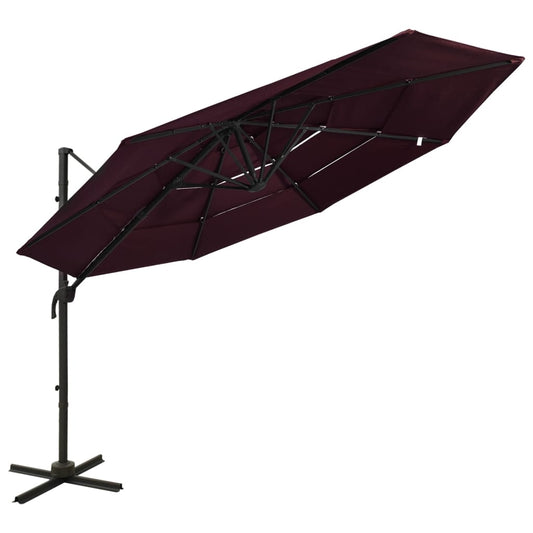 Sonnenschirm mit Aluminium-Mast 4-lagig Bordeauxrot 3x3 m - Pazzar.ch