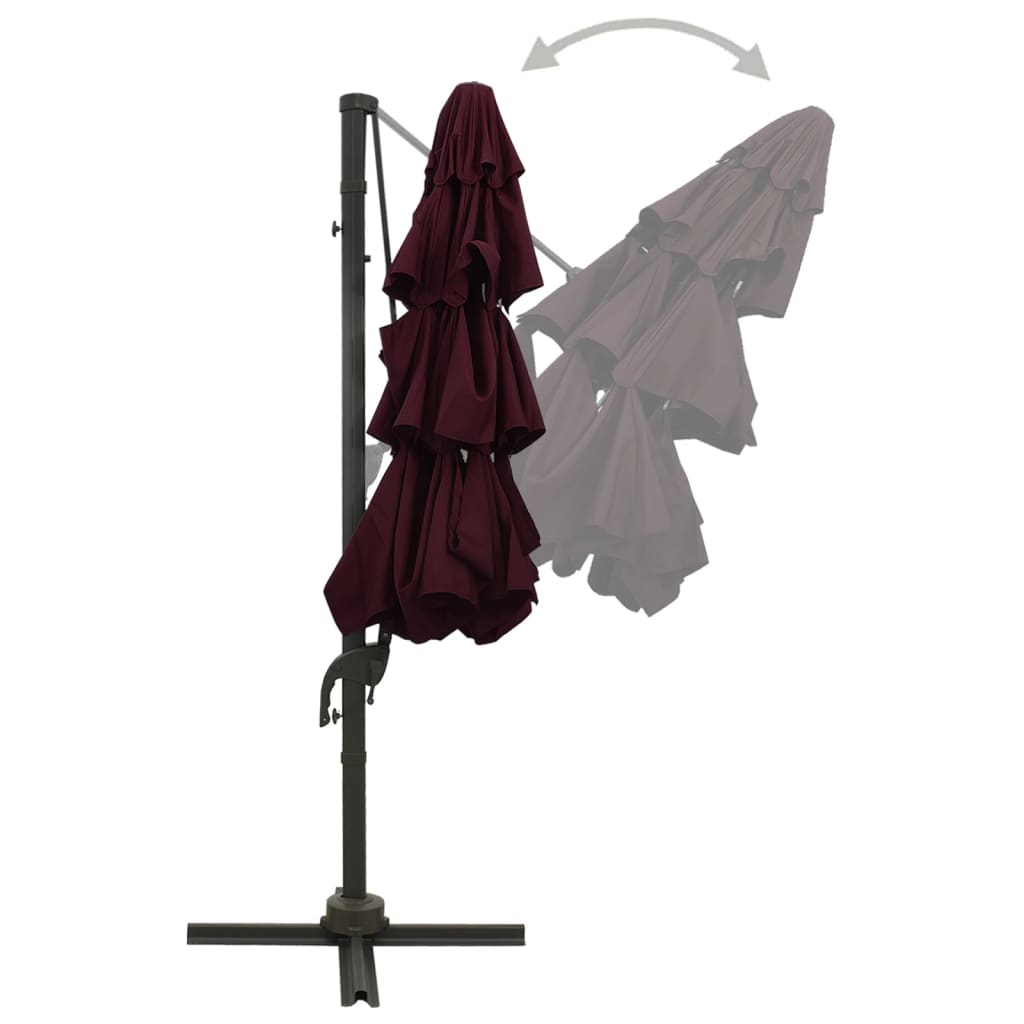 Sonnenschirm mit Aluminium-Mast 4-lagig Bordeauxrot 3x3 m - Pazzar.ch