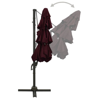 Sonnenschirm mit Aluminium-Mast 4-lagig Bordeauxrot 3x3 m - Pazzar.ch