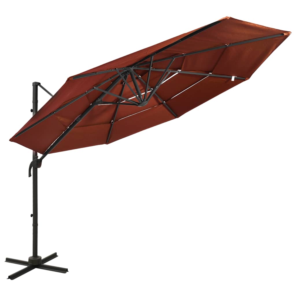 Sonnenschirm mit Aluminium-Mast 4-lagig Terrakottarot 3x3 m - Pazzar.ch