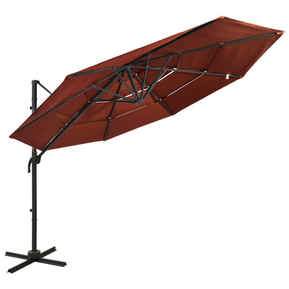 Sonnenschirm mit Aluminium-Mast 4-lagig Terrakottarot 3x3 m - Pazzar.ch