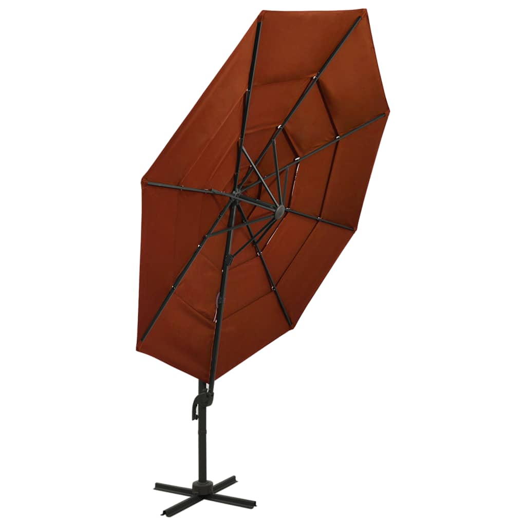 Sonnenschirm mit Aluminium-Mast 4-lagig Terrakottarot 3x3 m - Pazzar.ch
