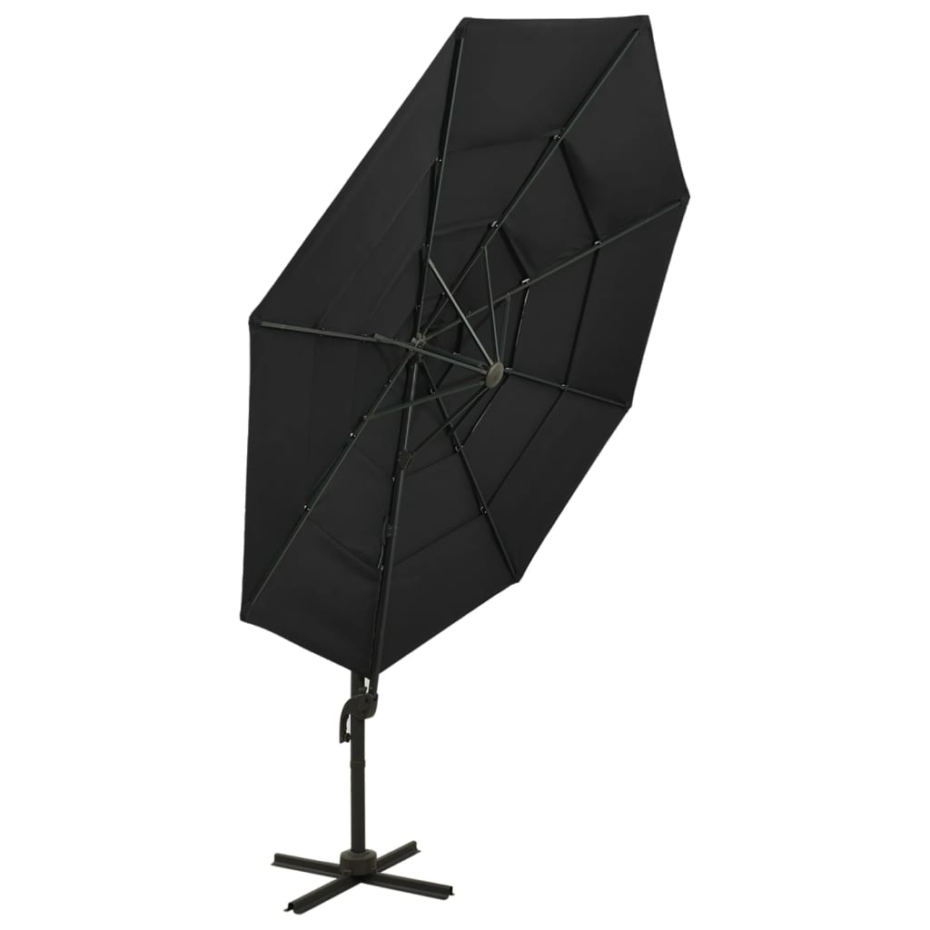 Sonnenschirm mit Aluminium-Mast 4-lagig Schwarz 3x3 m - Pazzar.ch