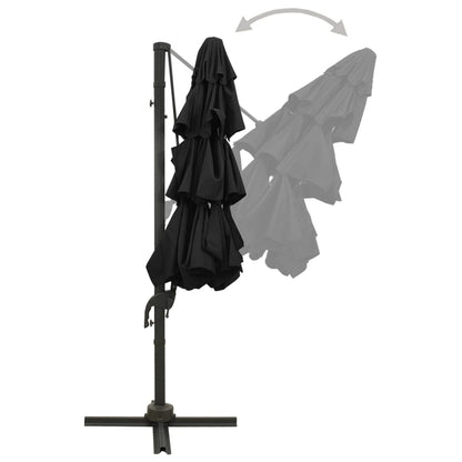 Sonnenschirm mit Aluminium-Mast 4-lagig Schwarz 3x3 m - Pazzar.ch