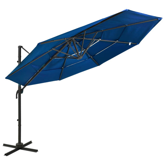 Sonnenschirm mit Aluminium-Mast 4-lagig Azurblau 3x3 m - Pazzar.ch