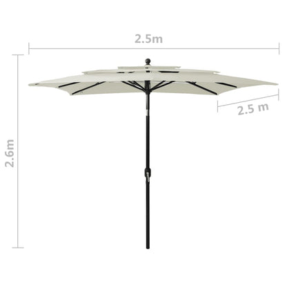 Sonnenschirm mit Aluminium-Mast 3-lagig Sandfarben 2,5x2,5 m - Pazzar.ch