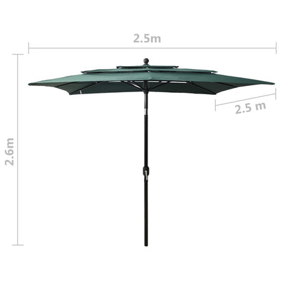 Sonnenschirm mit Aluminium-Mast 3-lagig Grün 2,5x2,5 m - Pazzar.ch