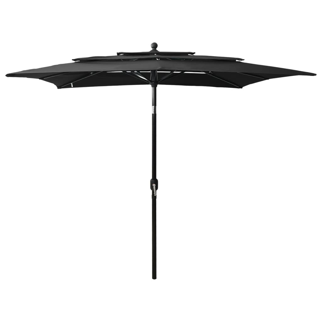 Sonnenschirm mit Aluminium-Mast 3-lagig Schwarz 2,5x2,5 m - Pazzar.ch