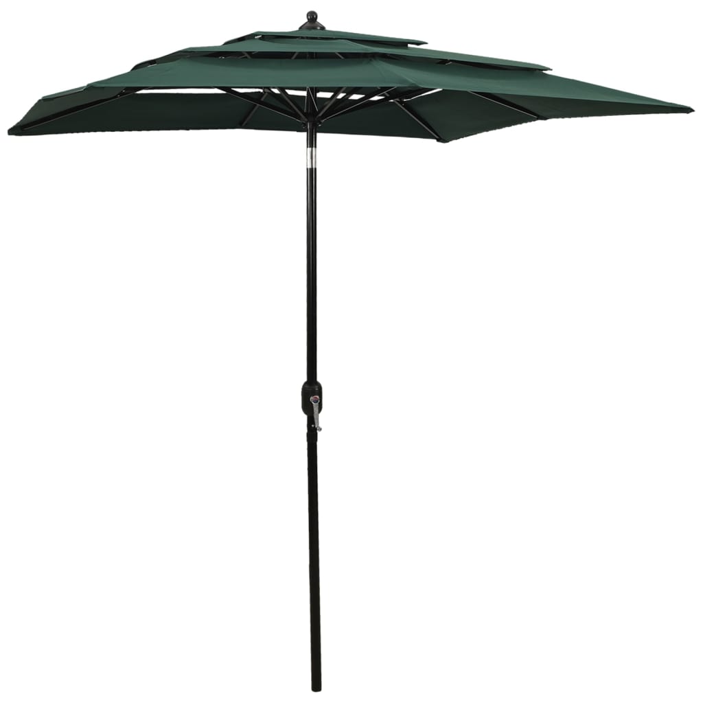 Sonnenschirm mit Aluminium-Mast 3-lagig Grün 2x2 m - Pazzar.ch