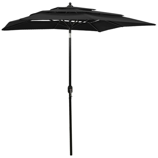 Sonnenschirm mit Aluminium-Mast 3-lagig Schwarz 2x2 m - Pazzar.ch