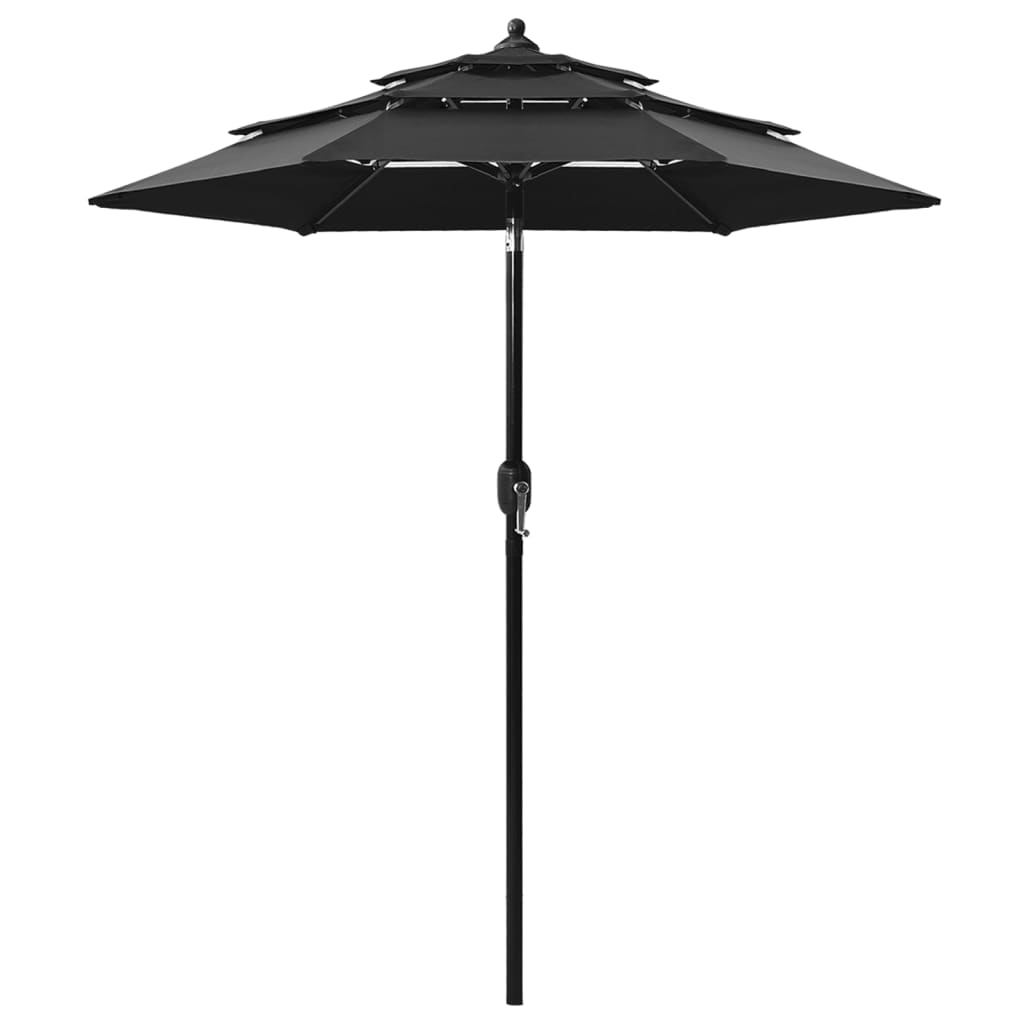 Sonnenschirm mit Aluminium-Mast 3-lagig Schwarz 2 m - Pazzar.ch