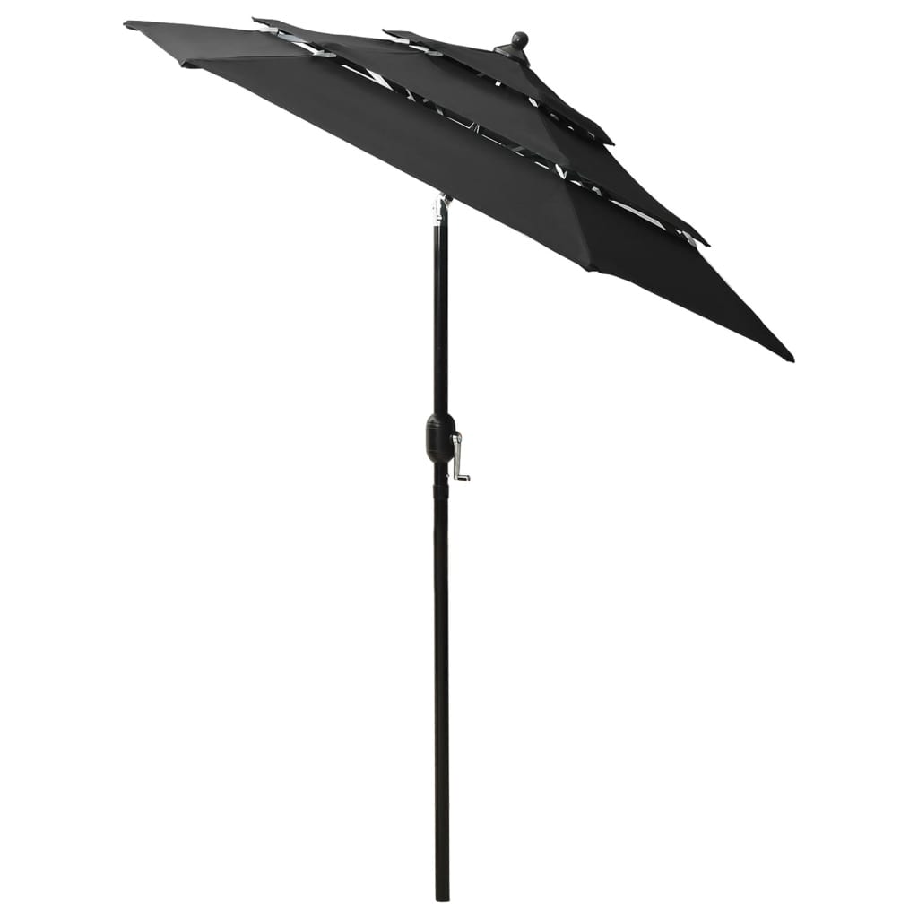 Sonnenschirm mit Aluminium-Mast 3-lagig Schwarz 2 m - Pazzar.ch