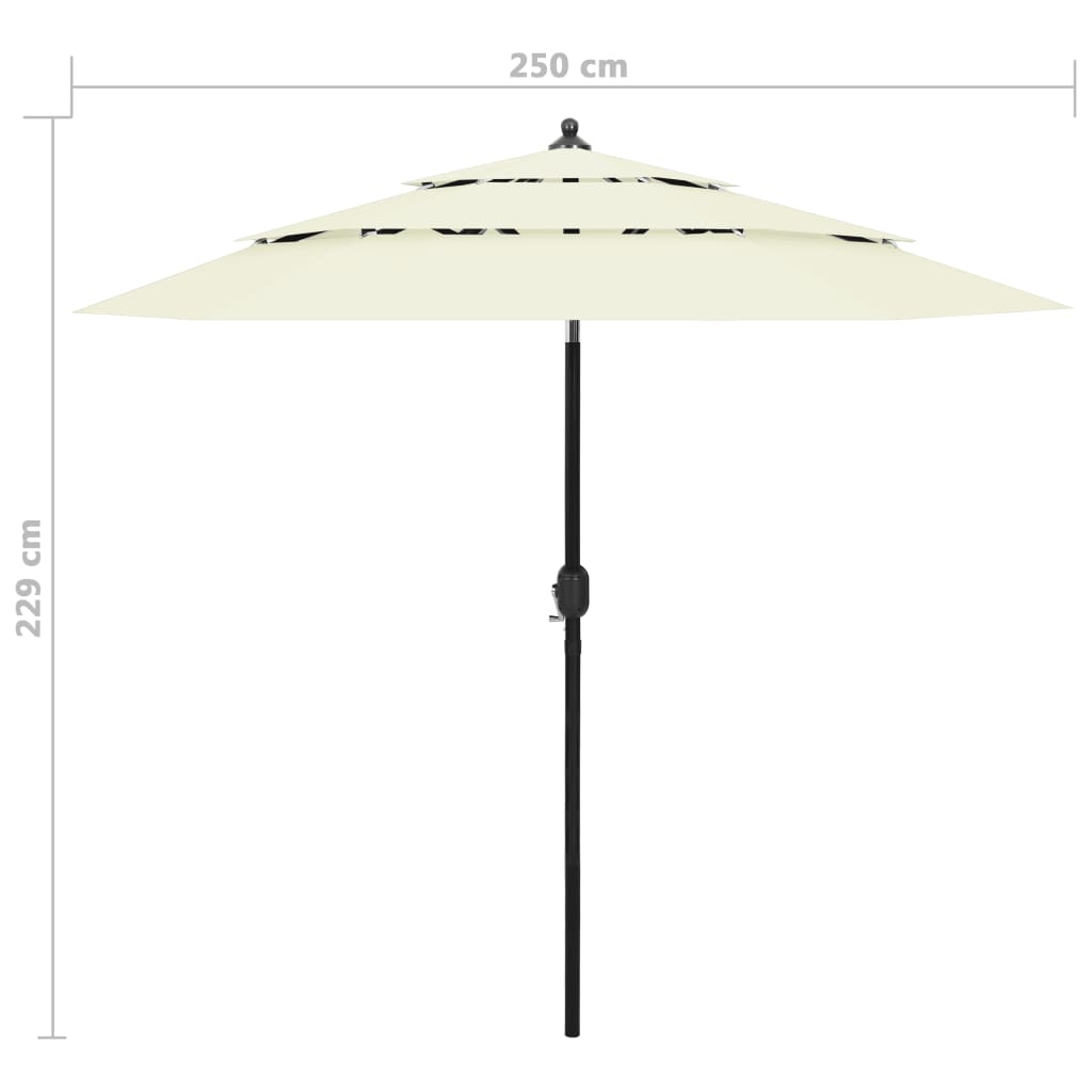 Sonnenschirm mit Aluminium-Mast 3-lagig Sandfarben 2,5 m - Pazzar.ch