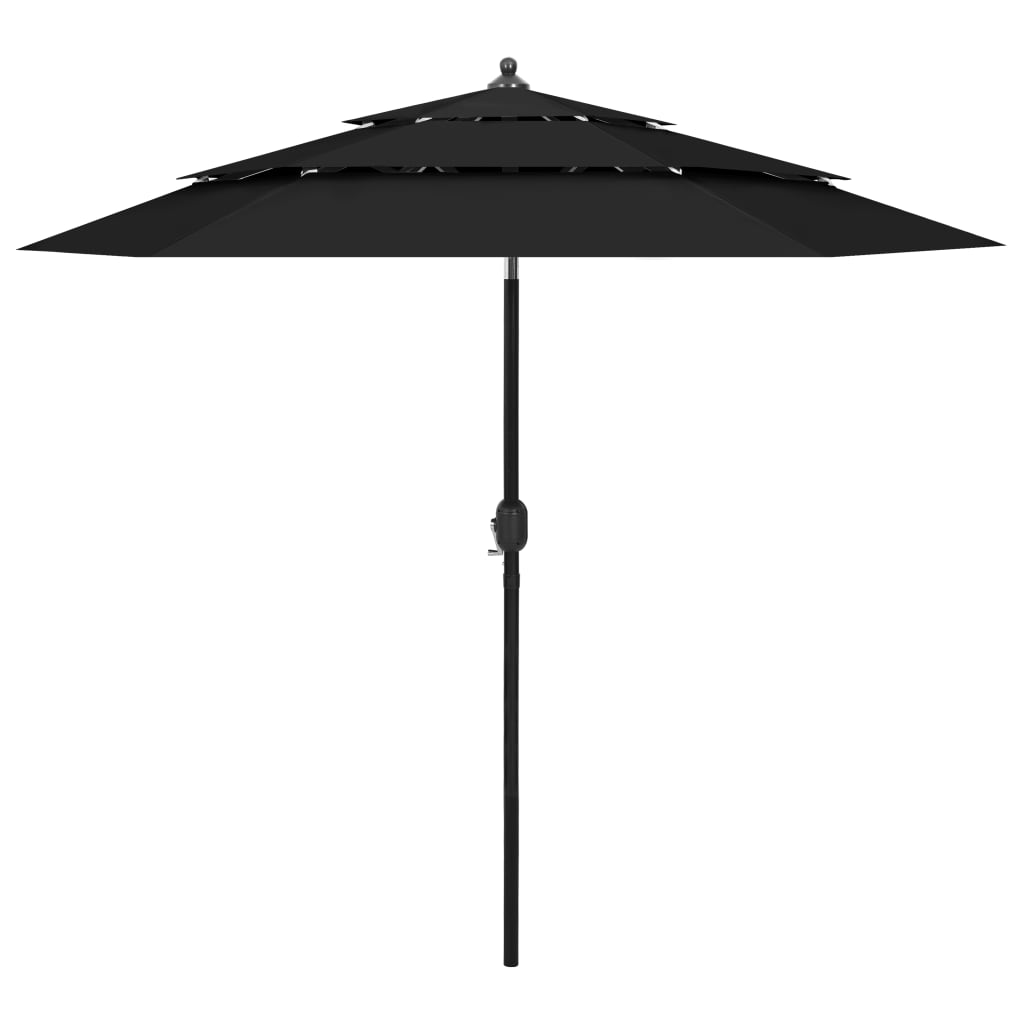 Sonnenschirm mit Aluminium-Mast 3-lagig Schwarz 2,5 m - Pazzar.ch