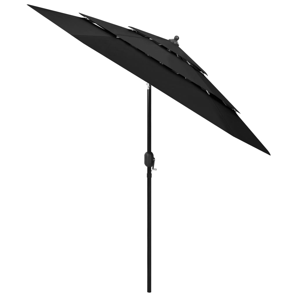 Sonnenschirm mit Aluminium-Mast 3-lagig Schwarz 2,5 m - Pazzar.ch