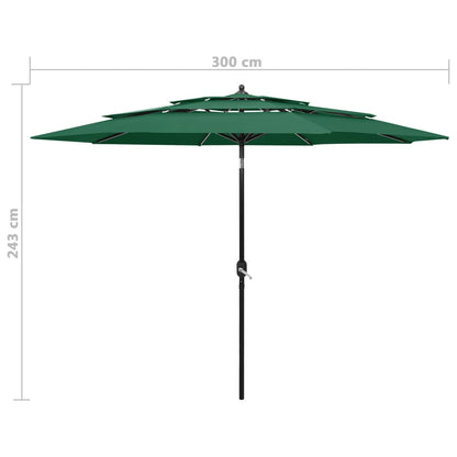 Sonnenschirm mit Aluminium-Mast 3-lagig Grün 3 m - Pazzar.ch