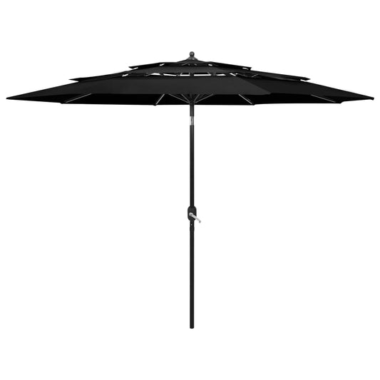Sonnenschirm mit Aluminium-Mast 3-lagig Schwarz 3 m - Pazzar.ch
