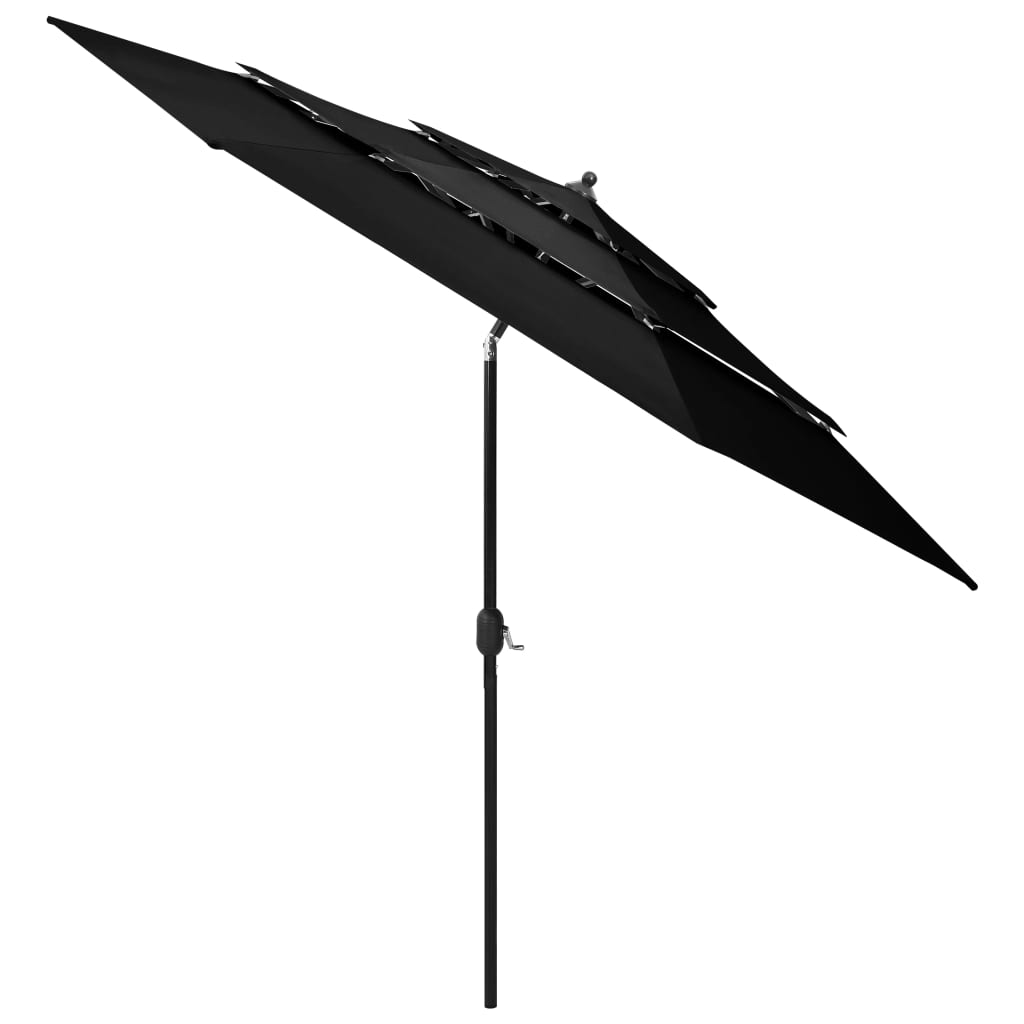 Sonnenschirm mit Aluminium-Mast 3-lagig Schwarz 3 m - Pazzar.ch